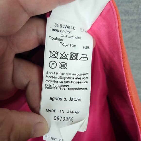 Agnes b skirt Orange Red Mini Artificial Leather Skirt Size 38 Made In Japan - Picture 5 of 9